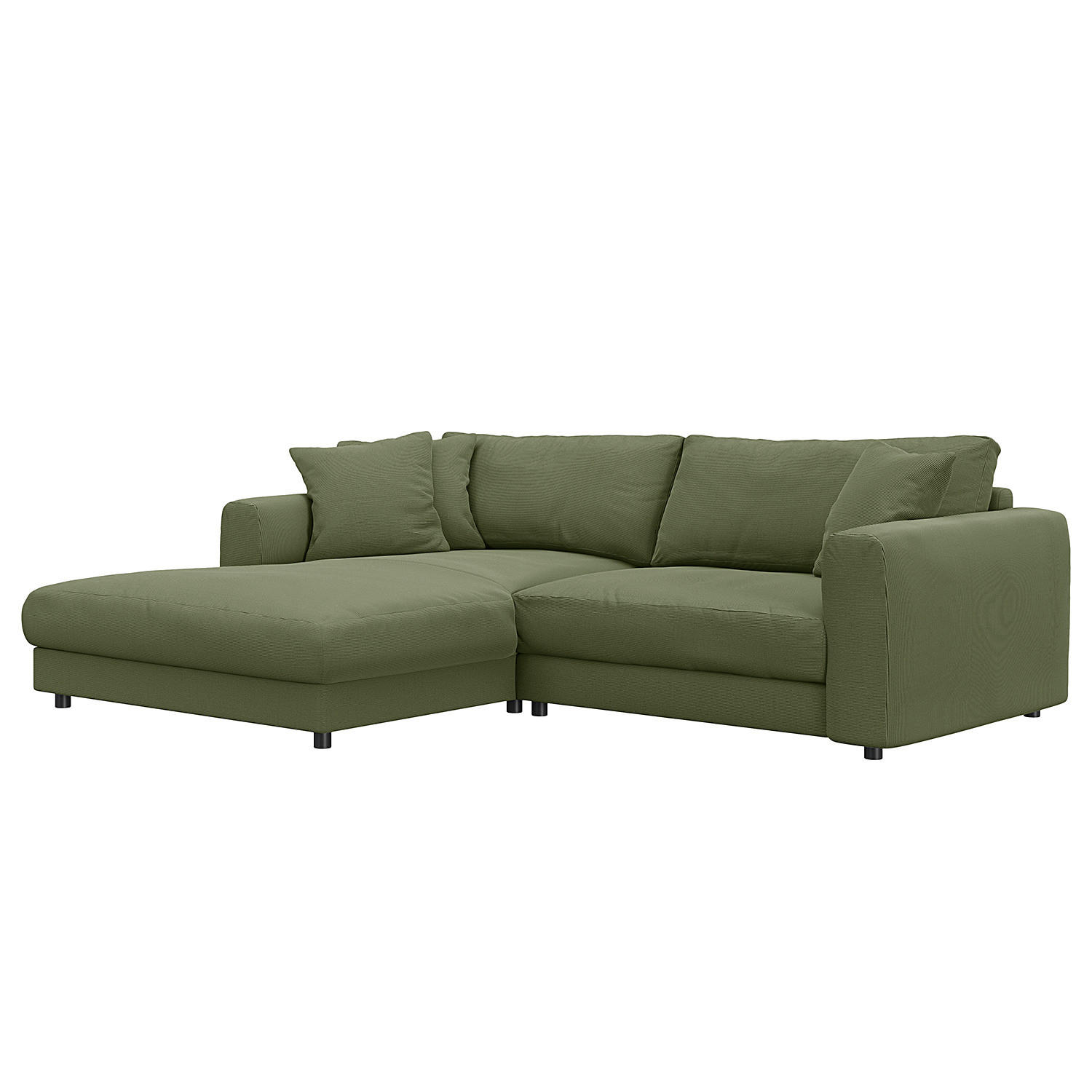 ECKSOFA mit Longchair - Schwarz/Grün, Holz/Kunststoff (238/183cm) - home24
