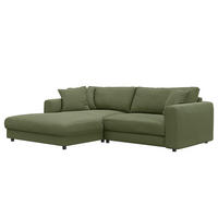 ECKSOFA mit Longchair - Schwarz/Grün, Holz/Kunststoff (238/183cm) - home24
