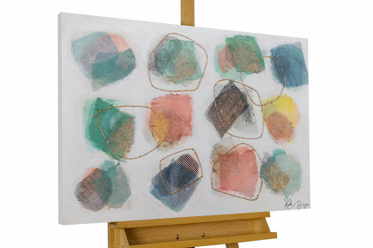 ACRYLBILD HANDGEMALT 100/75 cm - Beige/Weiß, Holz/Textil (100/75cm) - KUNSTLOFT