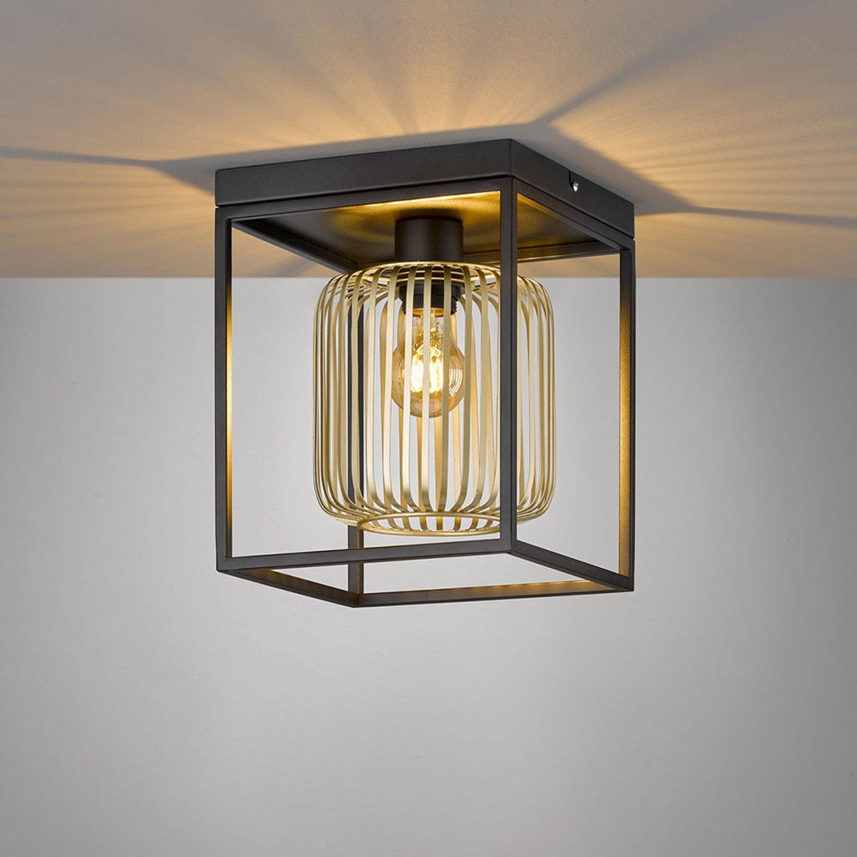 DECKENLEUCHTE Metall Schwarz Gold - Schwarz, Metall (23/23/28.5cm)