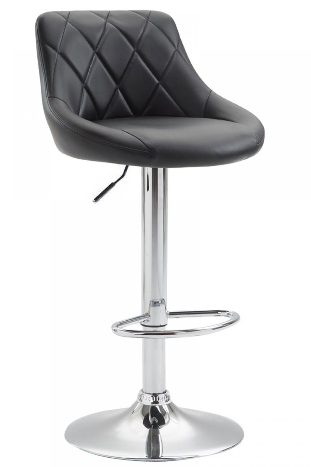 BARHOCKER Lederlook schwarz - Chromfarben/Schwarz, Textil/Metall (46/83/49cm) - CLP