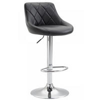BARHOCKER Lederlook schwarz - Chromfarben/Schwarz, Textil/Metall (46/83/49cm) - CLP