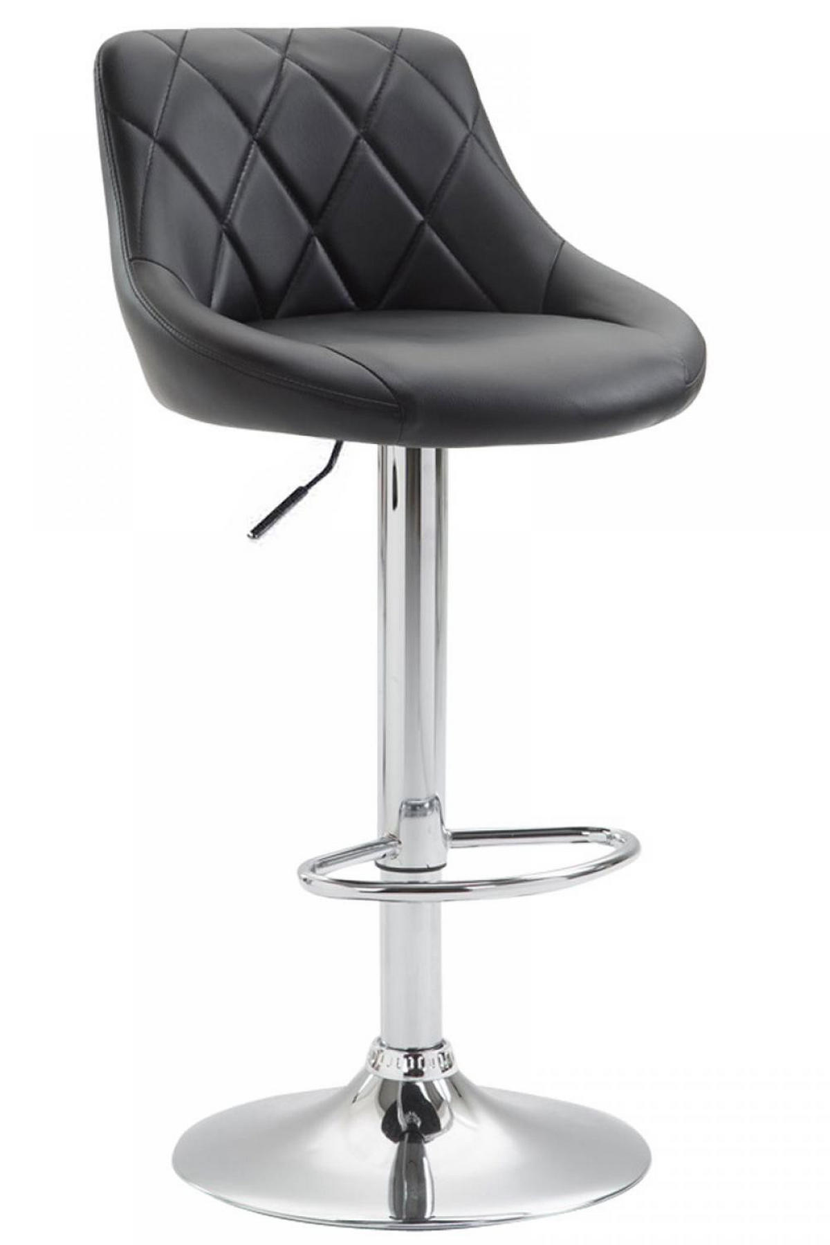 BARHOCKER Lederlook schwarz - Chromfarben/Schwarz, Textil/Metall (46/83/49cm) - CLP