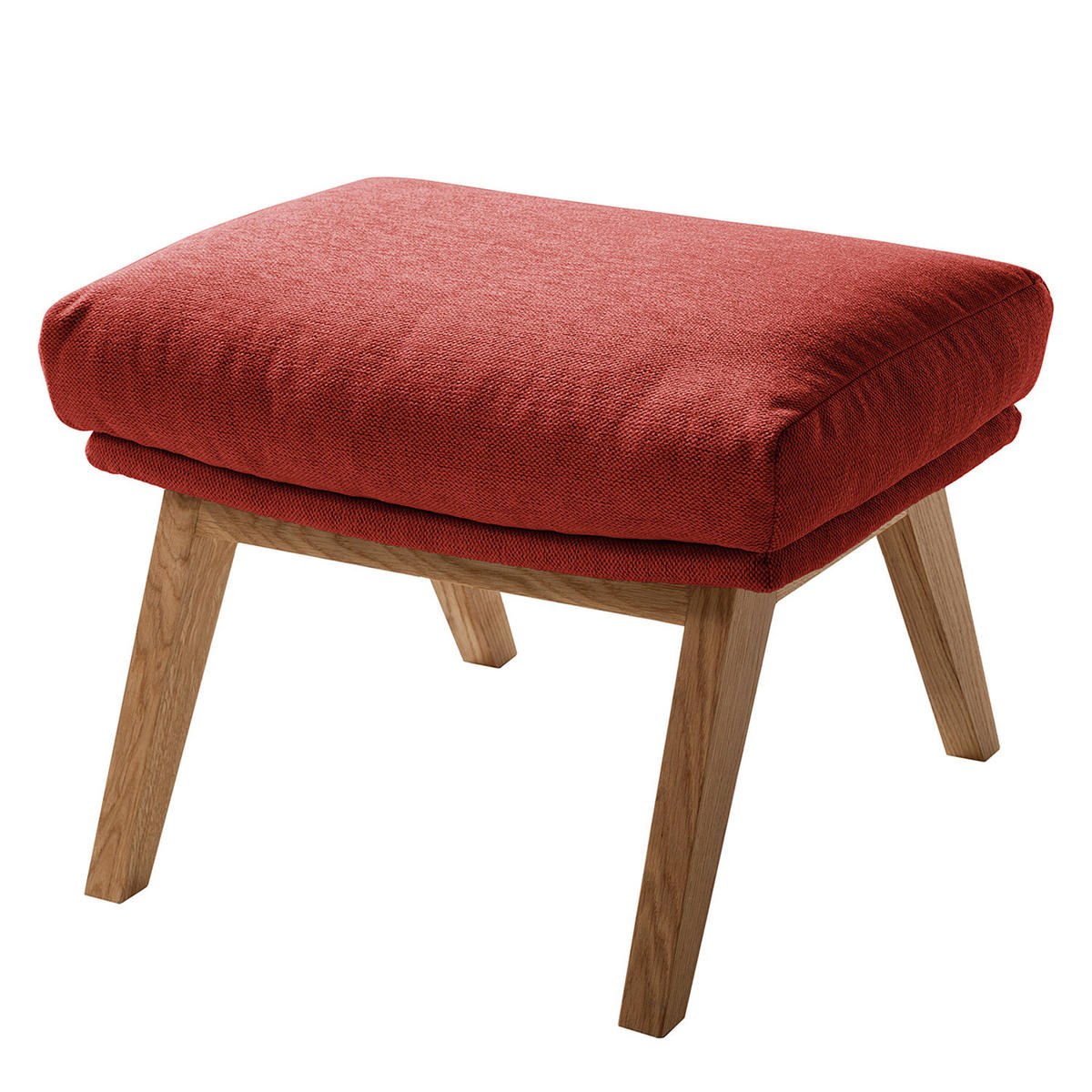 POLSTERHOCKER - Eichefarben/Rot, Eichenholz/Textil (54/41/41cm) - home24