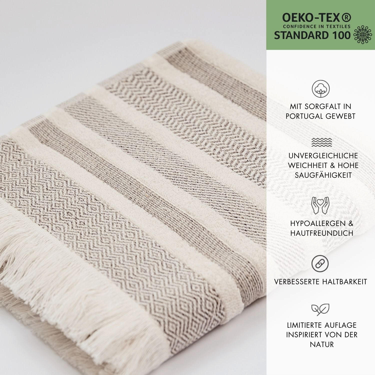 Thumbnail - Sowl Frottierset, Beige, Textil, 70x140 cm, Oeko-Tex® Standard 100, Badtextilien, Handtuch-Sets