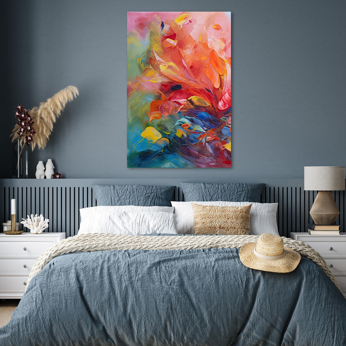 POSTER Ölgemälde - Kunst - Abstrakt - Farbenfroh 80x120 cm - Altrosa, Papier (80/120/0.1cm) - MuchoWow