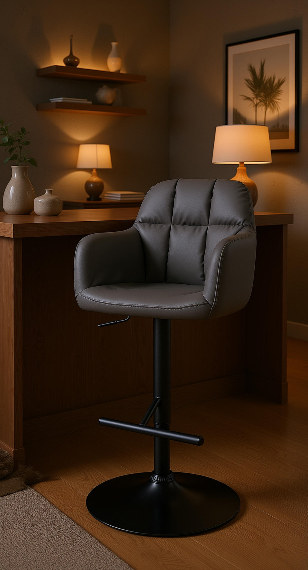 BARHOCKER Nardo Kunstleder schwarz schwarz - Schwarz, Kunststoff/Metall (57/118/59cm) - TPFLiving