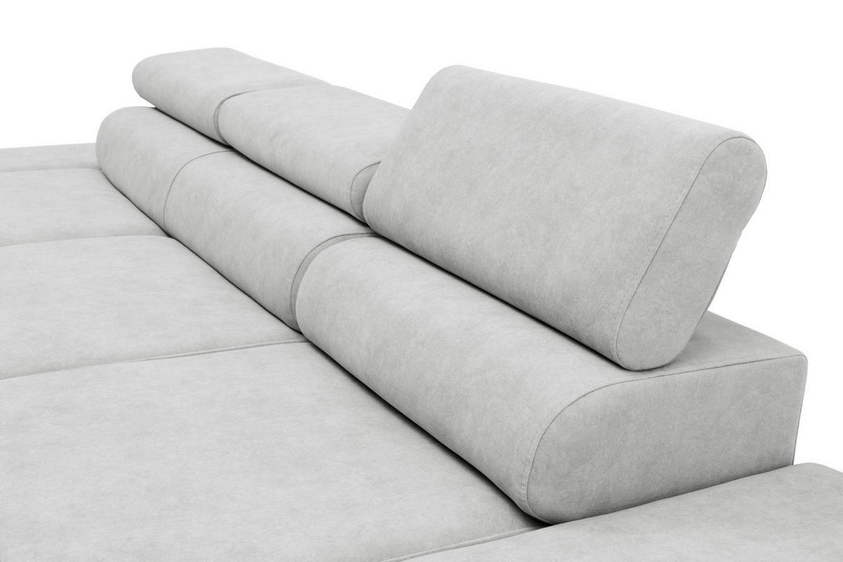 ECKSOFA JAZZ L Rechts mit Schlaffunktion 127x216 Velours Hellgrau - Hellgrau/Schwarz, Holz/Textil (237/285cm) - Muffo
