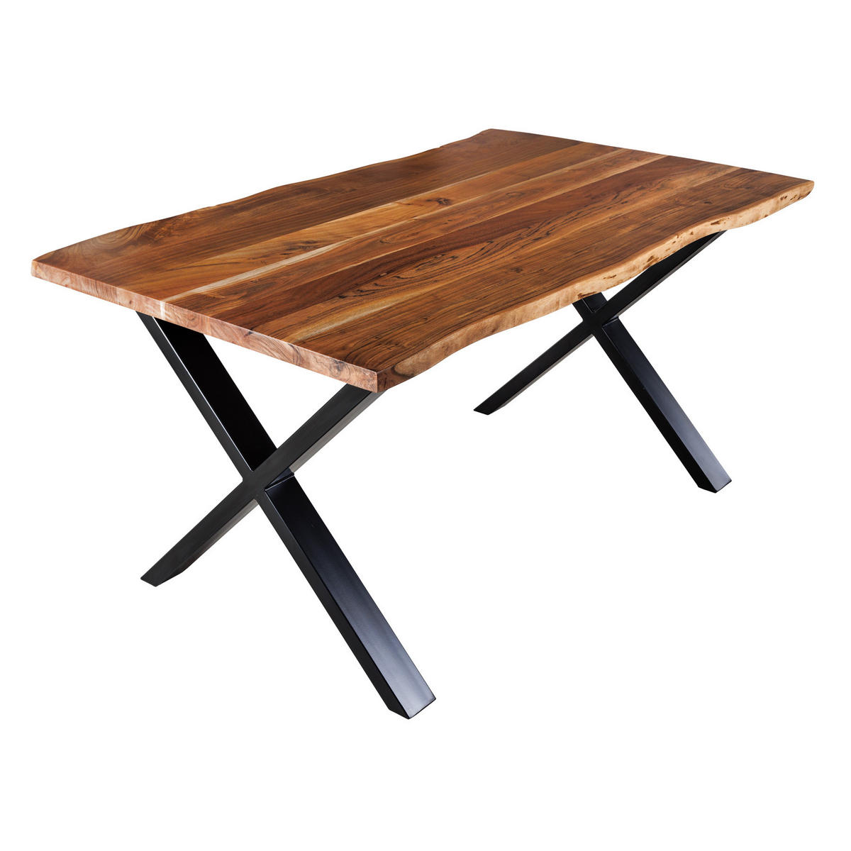ESSTISCH MAMMUT Akazie 160cm - Schwarz/Braun, Holz/Metall (90/160/76cm) - riess-ambiente