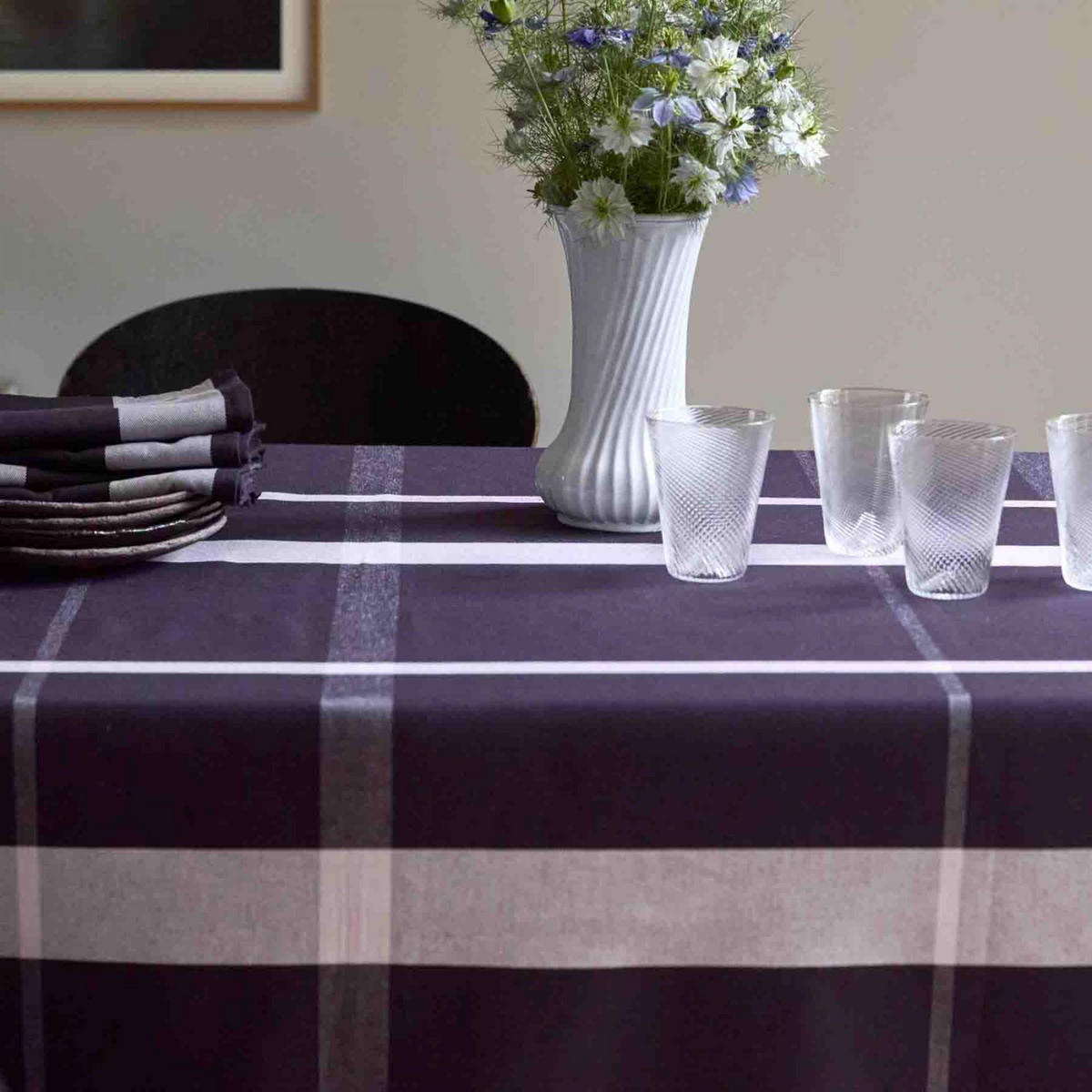 TISCHDECKE La nonna kaviar 160 x 250 cm - Schwarz, Textil (160/250cm)