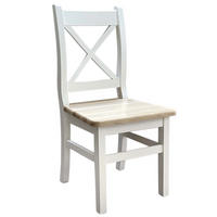 STUHL Kiefer massiv mit Kreuzrücken, weiß und unbehandelt - Naturfarben/Kieferfarben, Holz (47/97/46cm)