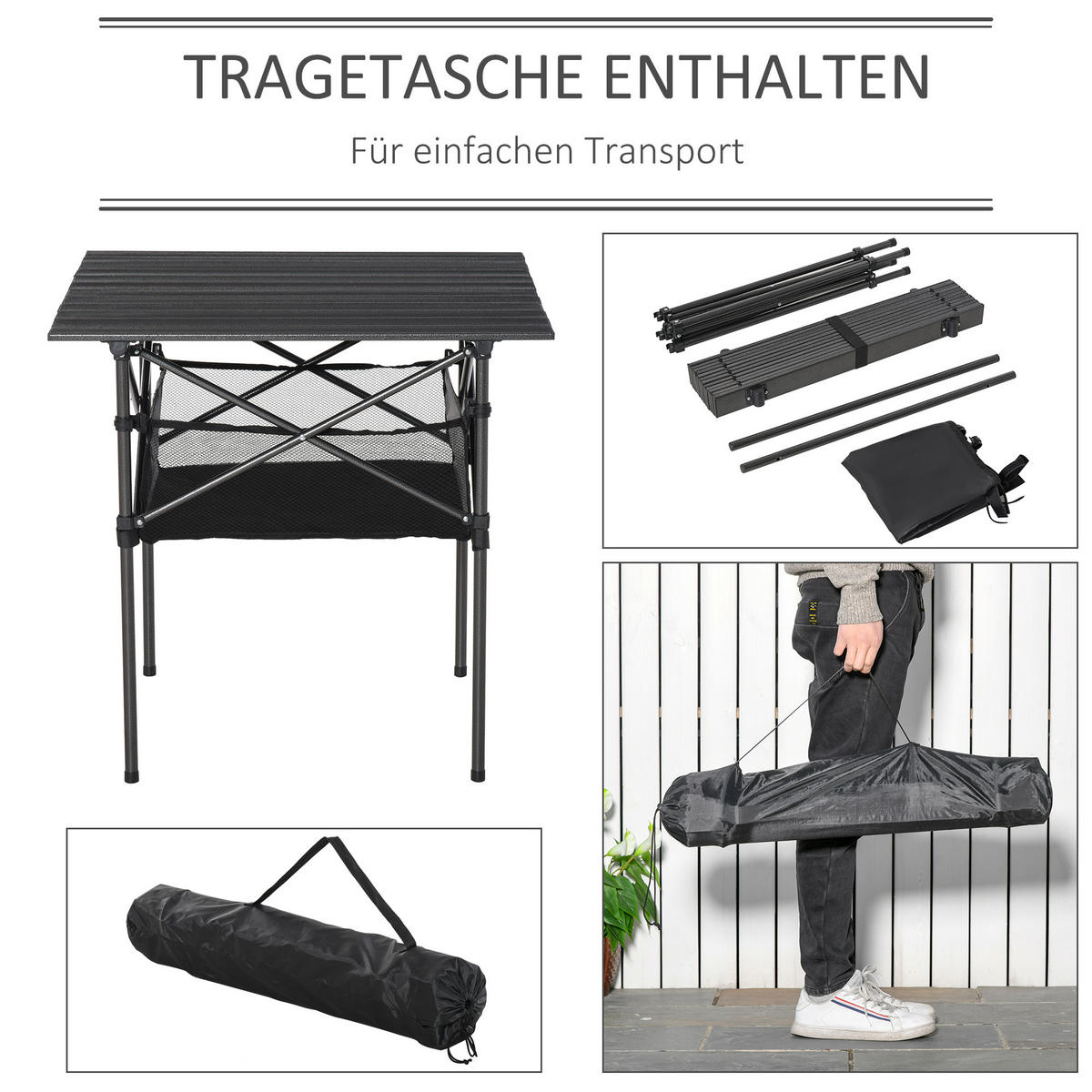 KLAPPTISCH Faltbar Schwarz - Schwarz, Metall (70/70/69cm) - ComfortXL