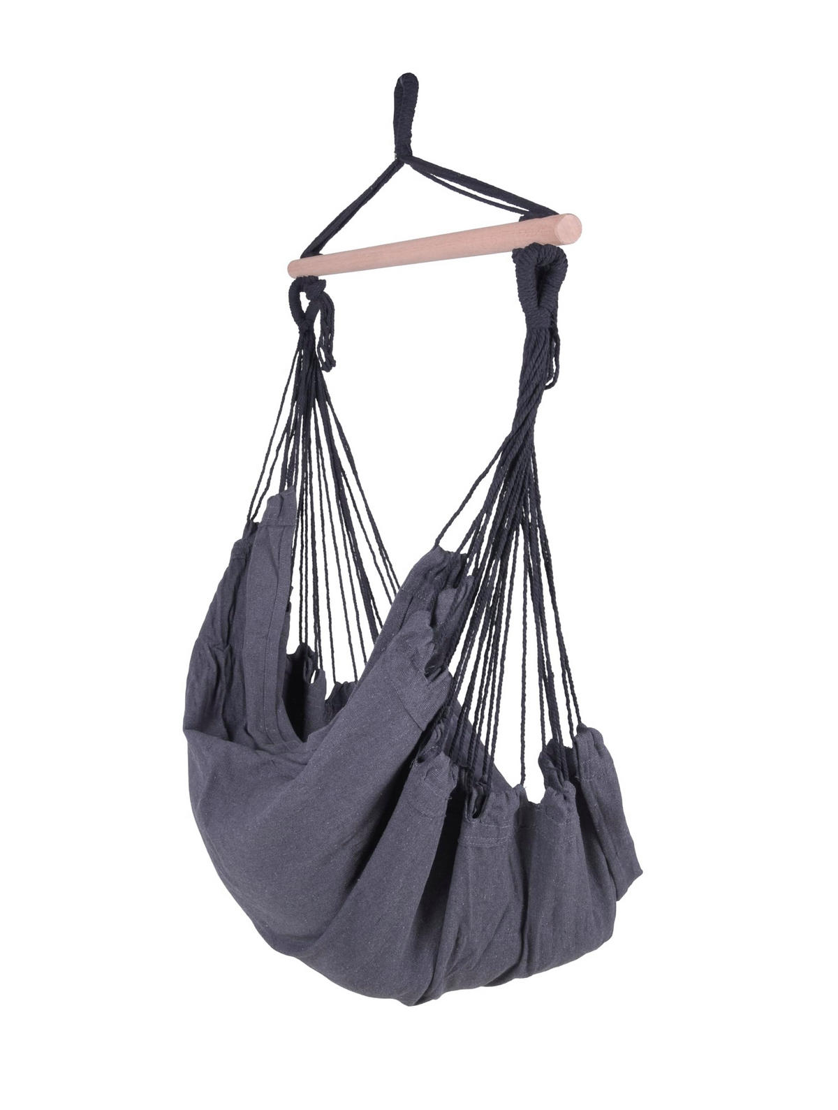 HÄNGESESSEL Mainz mit 2 Kissen Schwarz Hängesitz - Schwarz, Holz (90/120/65cm) - DELUKE