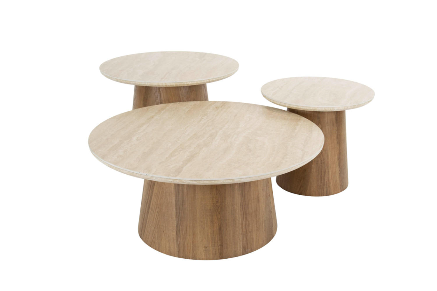 COUCHTISCH-SET PRETO Weiß Keramik - Braun/Weiß, Keramik (80/80/35cm) - KAWOLA