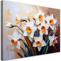 LEINWANDBILD Narzissen Blumen auf abstraktem beigem Hintergrund 100x70cm - Beige, Textil (100/70cm) - Feeby