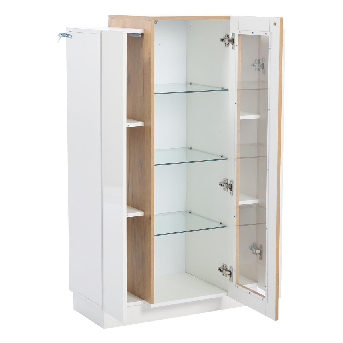 VITRINE LED Hochglanz 3 Türen Glas Schublade 120cm - Multicolor, Holzwerkstoff (74/120/40cm) - FLIEKS