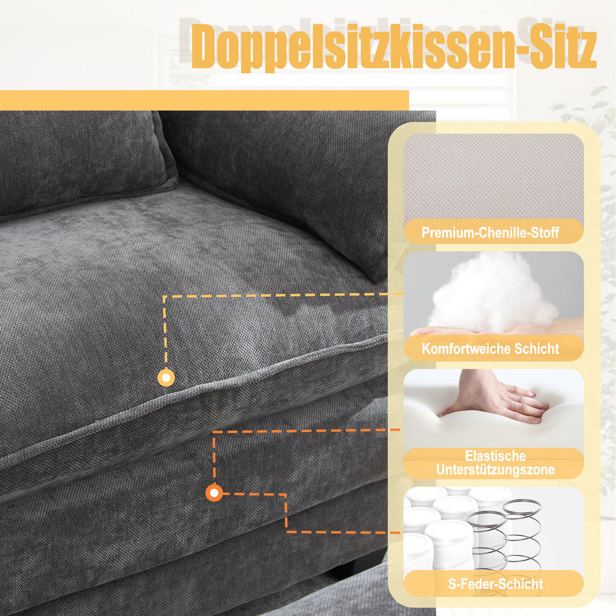 SOFASESSEL mit Hocker und Stauraum in Samt, 103 / 85 / 91 cm - Grau, Textil (85/91/103cm) - PARAFTA HOME