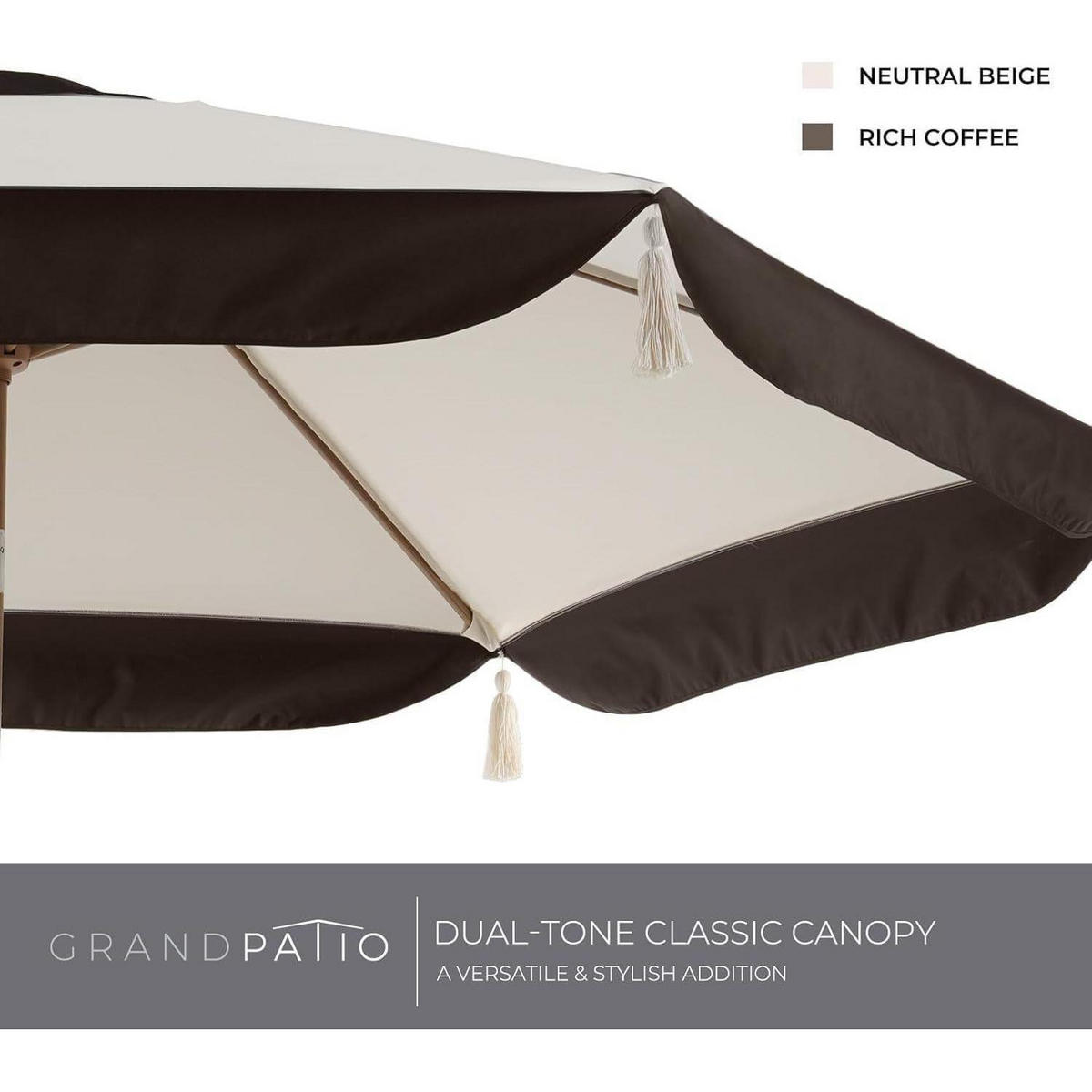 SONNENSCHIRM Ø 270 cm mit Quasten und Druckknopfneigung - Multicolor, Textil (270/270cm)