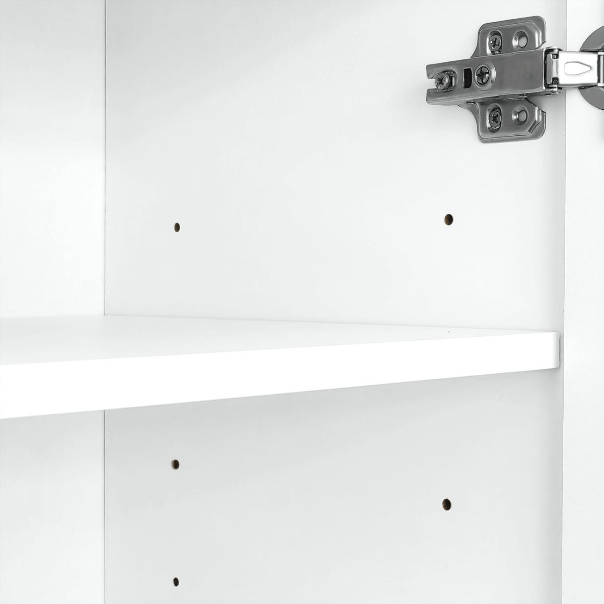 GARDEROBE mit Hakenleiste geschlossenen Stauraum Wellenfront Push-to-open Funktion - Goldfarben/Weiß, Holzwerkstoff/Metall (60.5/180.5/35.2cm) - EVRYAE