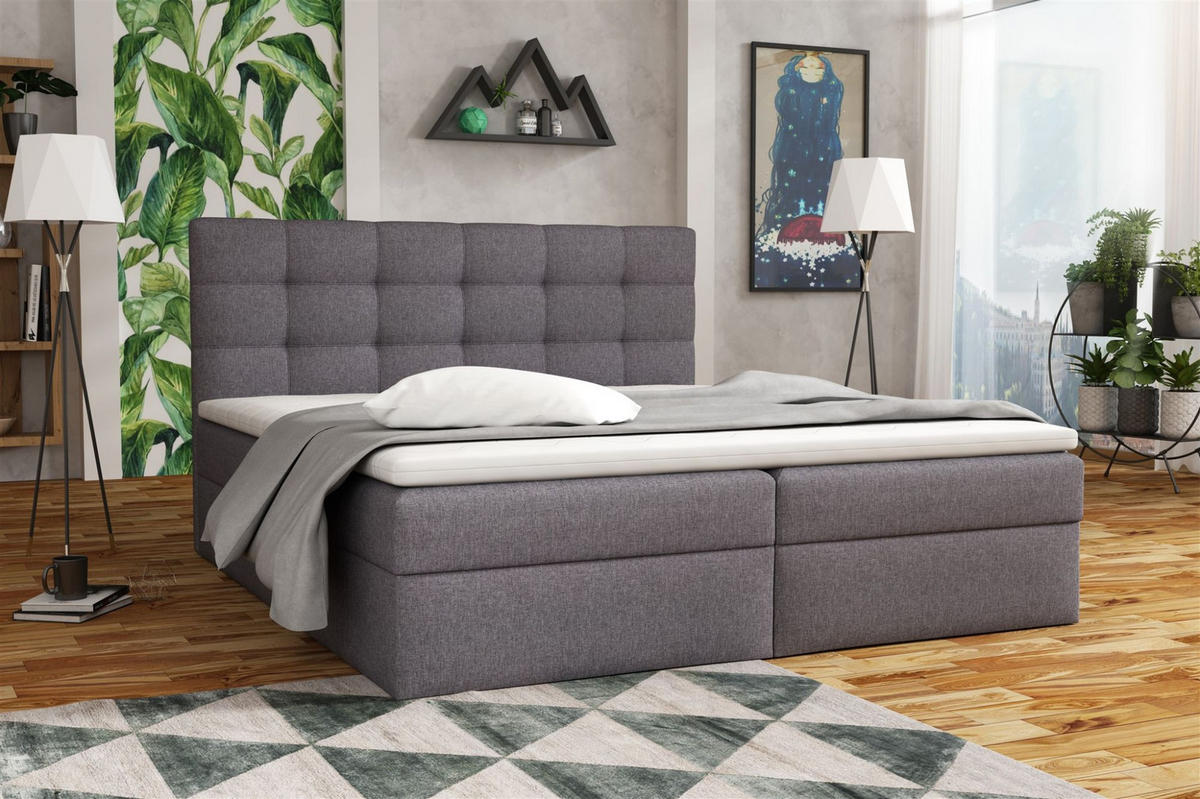 BOXBETT Doriano In Sawana - Dunkelgrau, Holzwerkstoff/Textil (140/200cm) - Fun Möbel