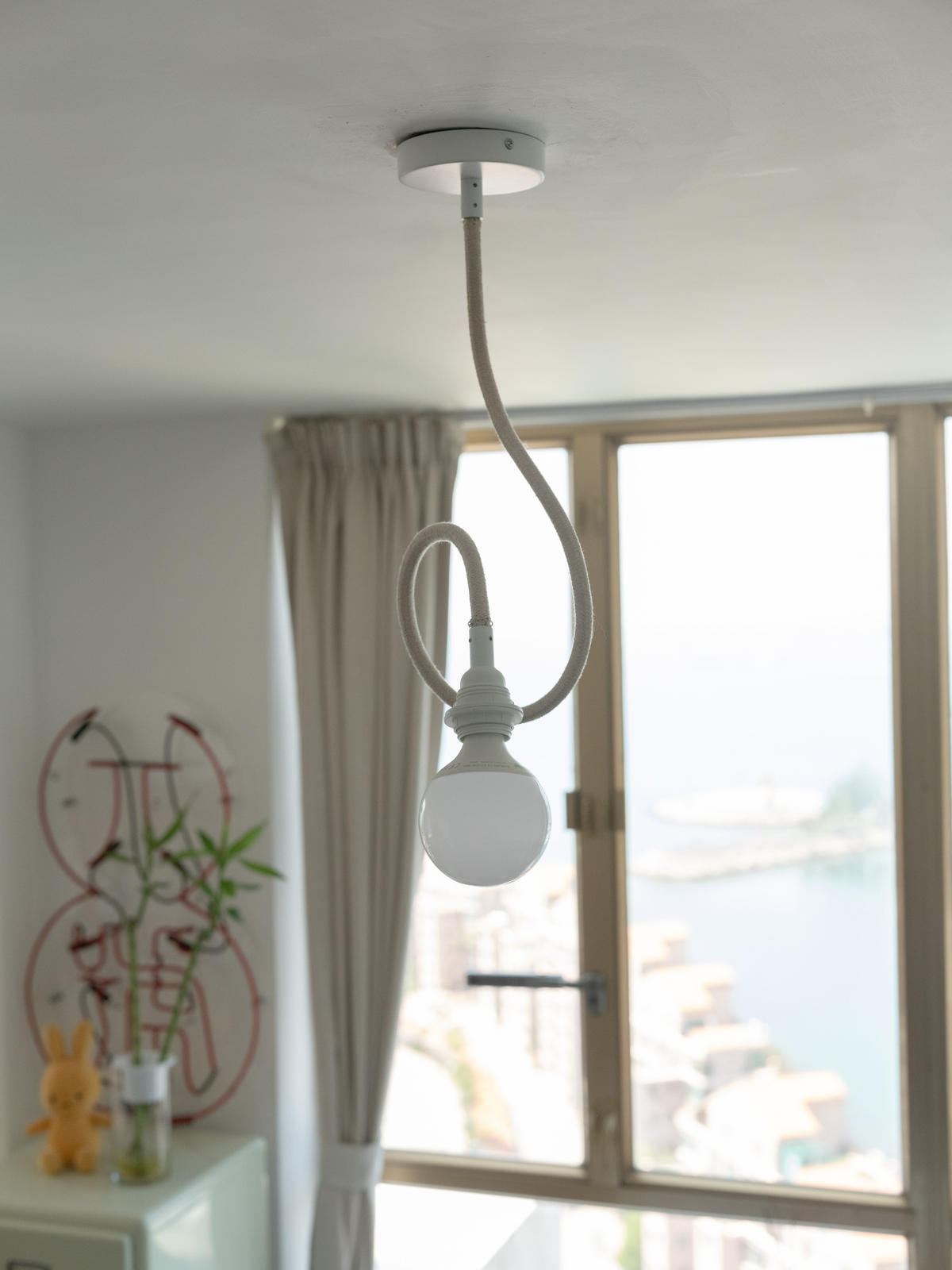 PENDELLEUCHTE TWIST 1 Flammig - Weiß, Naturmaterialien (90/12/90cm) - HOOPZI