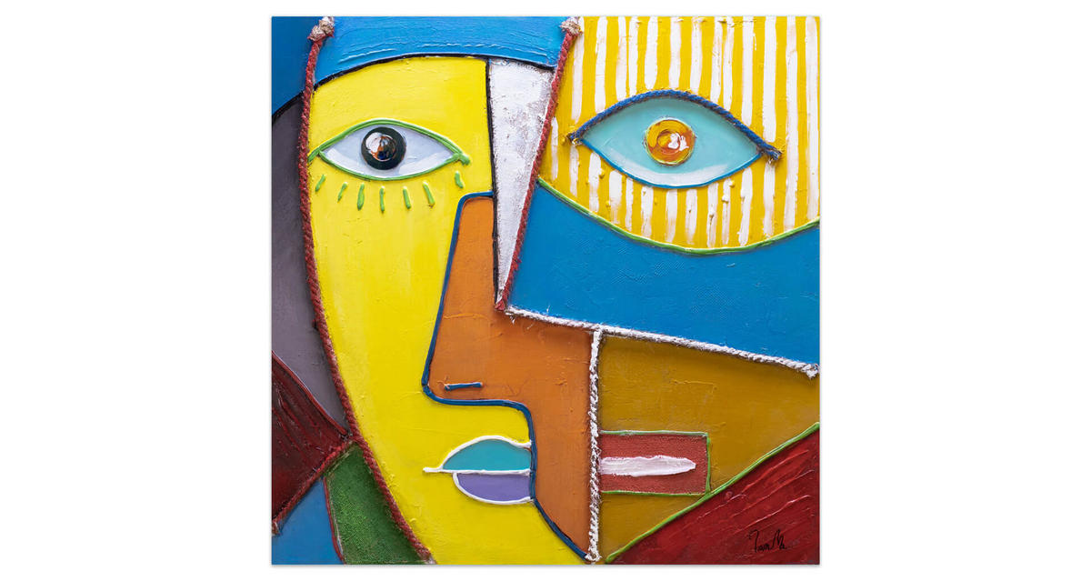 RUČNE MAĽOVANÝ AKRYLOVÝ OBRAZ 80/80 cm, viacfarebný, figurálny motív - viacfarebná, drevo/textil (80/80cm) - KUNSTLOFT