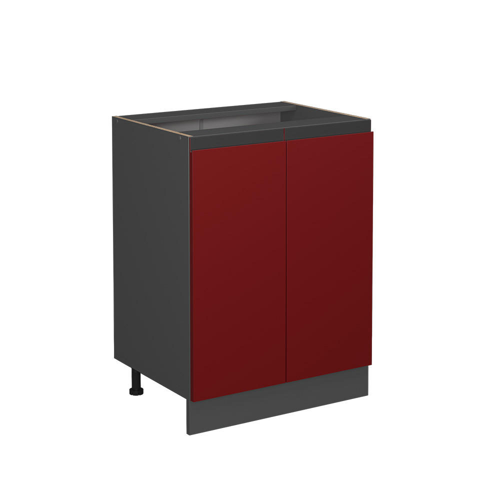 KÜCHENUNTERSCHRANK R-Line Rot 60 cm J-Shape, ohne AP - Anthrazit/Rot, Holzwerkstoff (60/81.6/46cm) - Vicco
