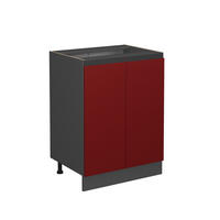 KÜCHENUNTERSCHRANK R-Line Rot 60 cm J-Shape, ohne AP - Anthrazit/Rot, Holzwerkstoff (60/81.6/46cm) - Vicco