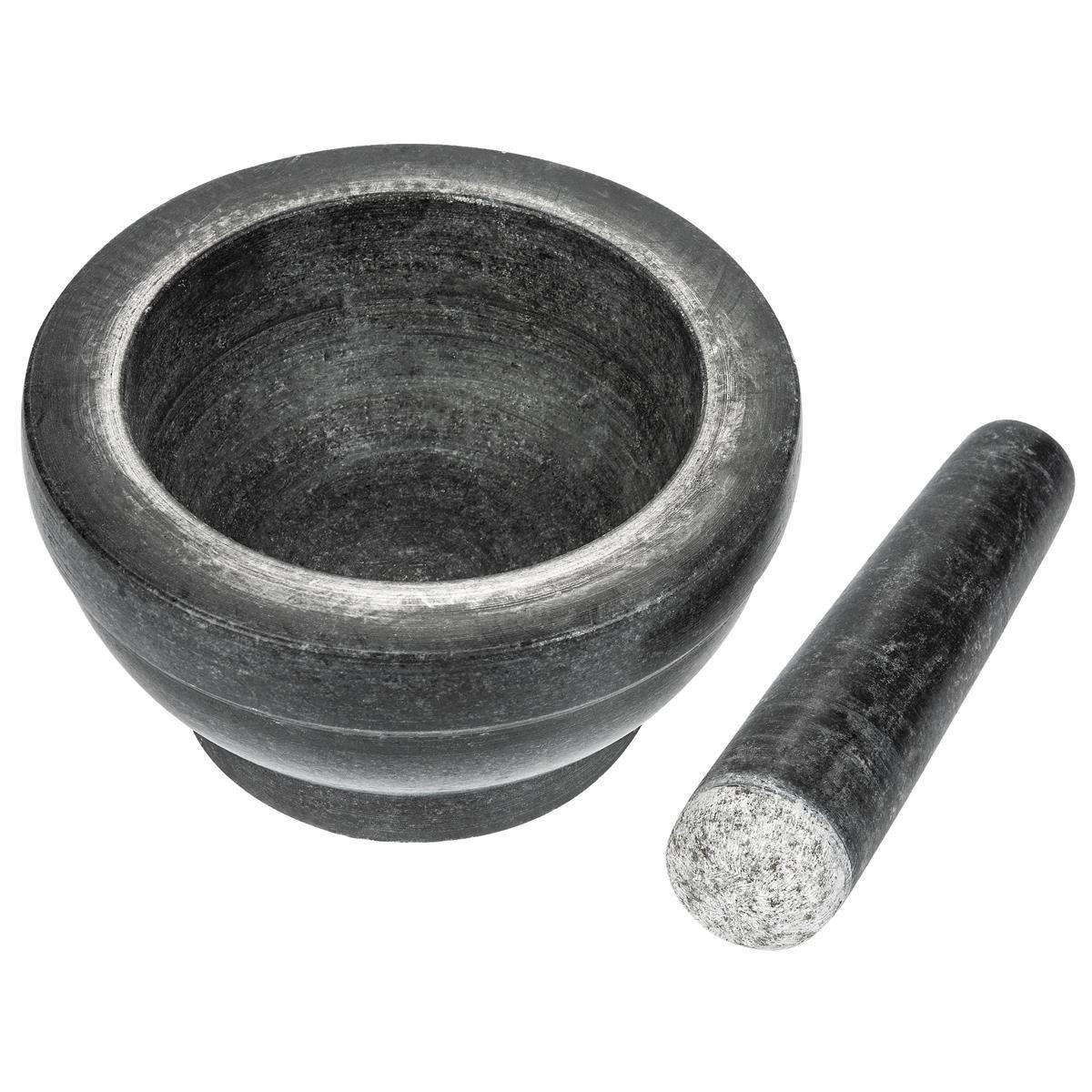 MÖRSER mit Stößel - Schwarz, Stein (16/7.5/16cm) - Intirilife