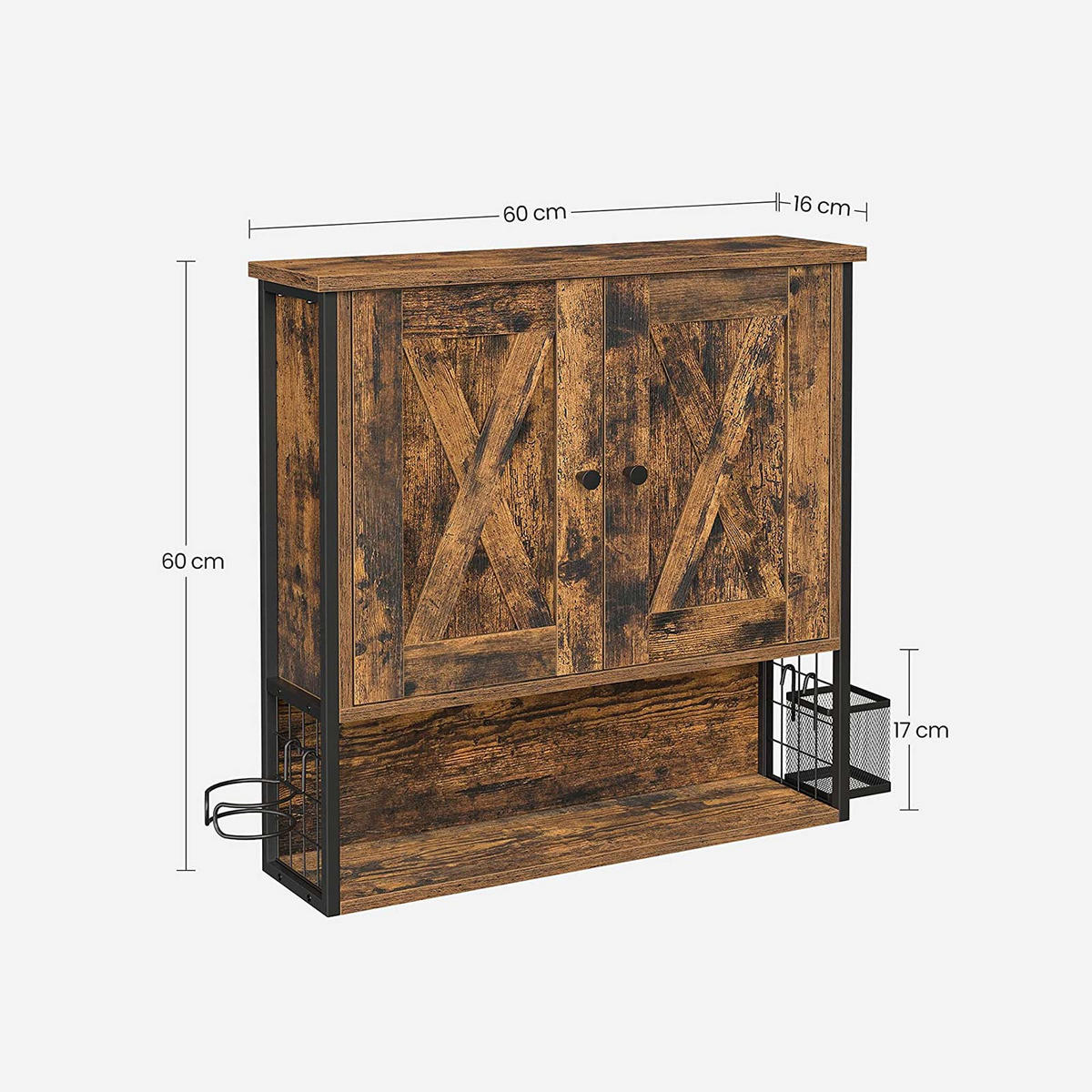 BADEZIMMERSCHRANK WANDSCHRANK - Braun, Holzwerkstoff (16/60/60cm) - Hansiro