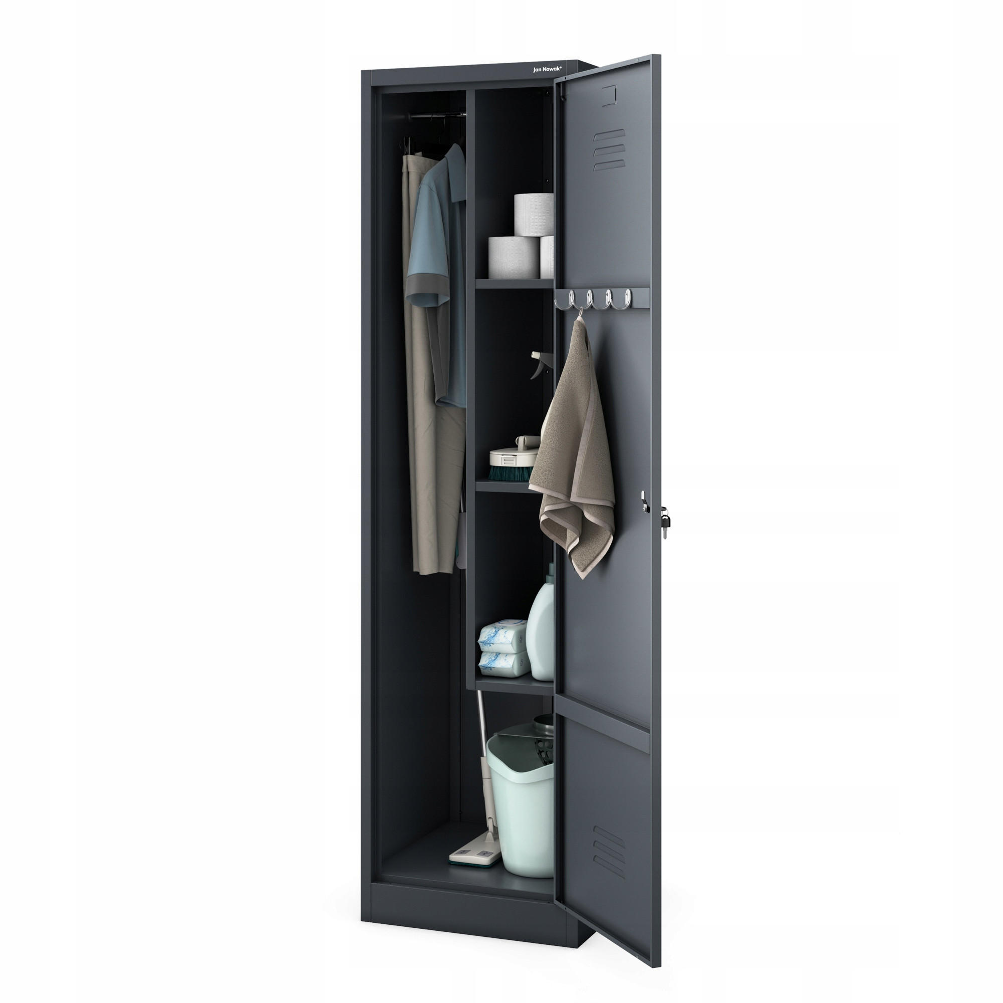 BESENSCHRANK Haushaltsschrank AGNES 185x50x50 cm - Anthrazit, Metall (50/185/50cm) - Jan Nowak