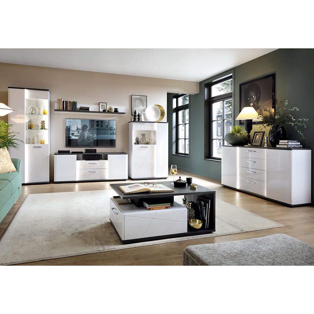 WOHNZIMMER-SET 6-TLG. Visalia-129 - Weiß, Holzwerkstoff (751/200/64cm) - Lomado