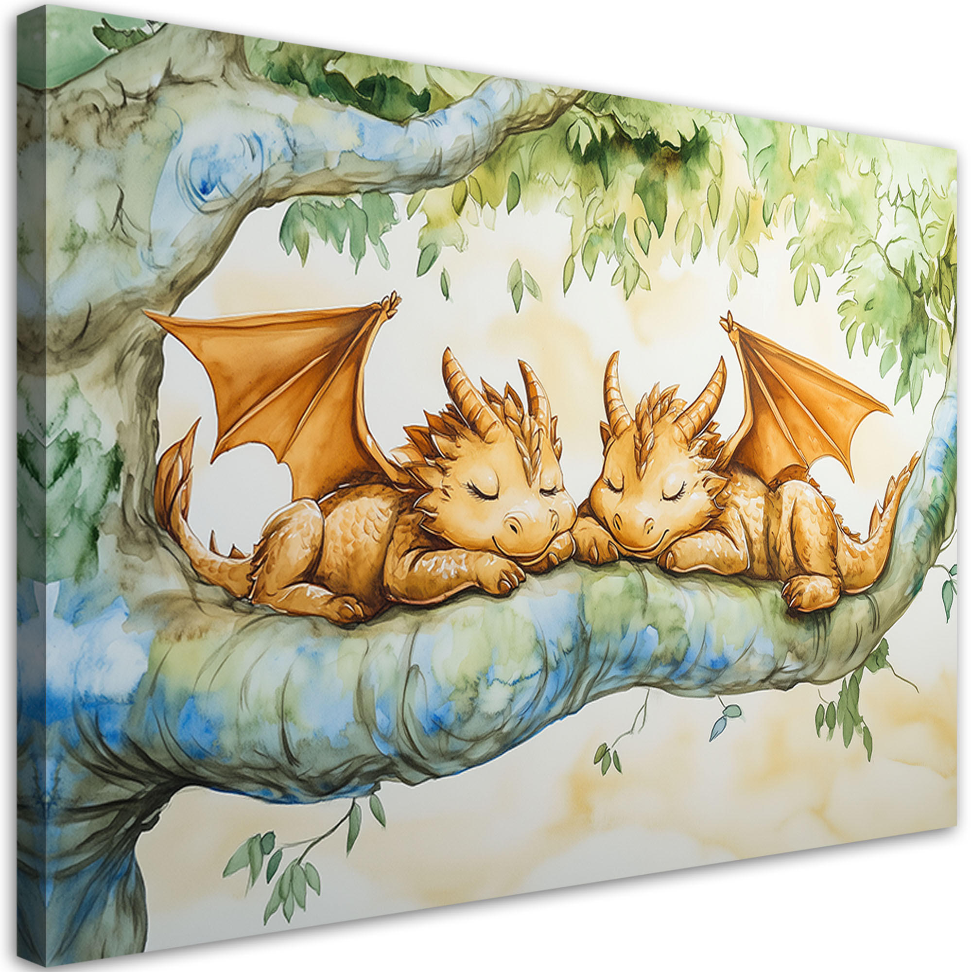 WANDBILD für kinderzimmer kleine drachentiere - Grün, Textil (60/40cm) - Feeby