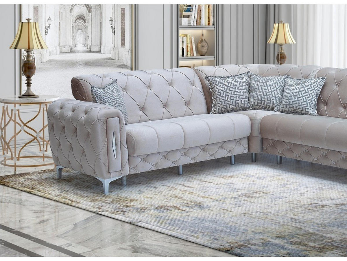 ECKSCHLAFSOFA Patna Beige - Schenkel gleich lang - Beige, Holzwerkstoff/Kunststoff (315/315cm)