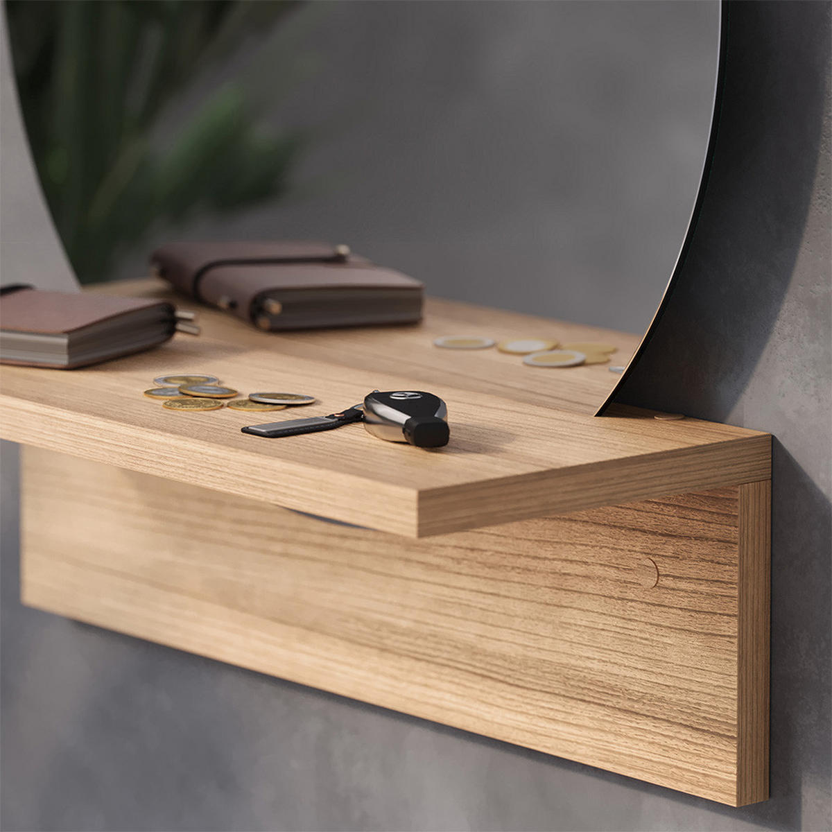 BADEZIMMERSPIEGEL Elyra Goldkraft Eiche 40 x 47.5 cm mit Ablage - Honigeiche, Holzwerkstoff (40/47.5/15cm) - Vicco