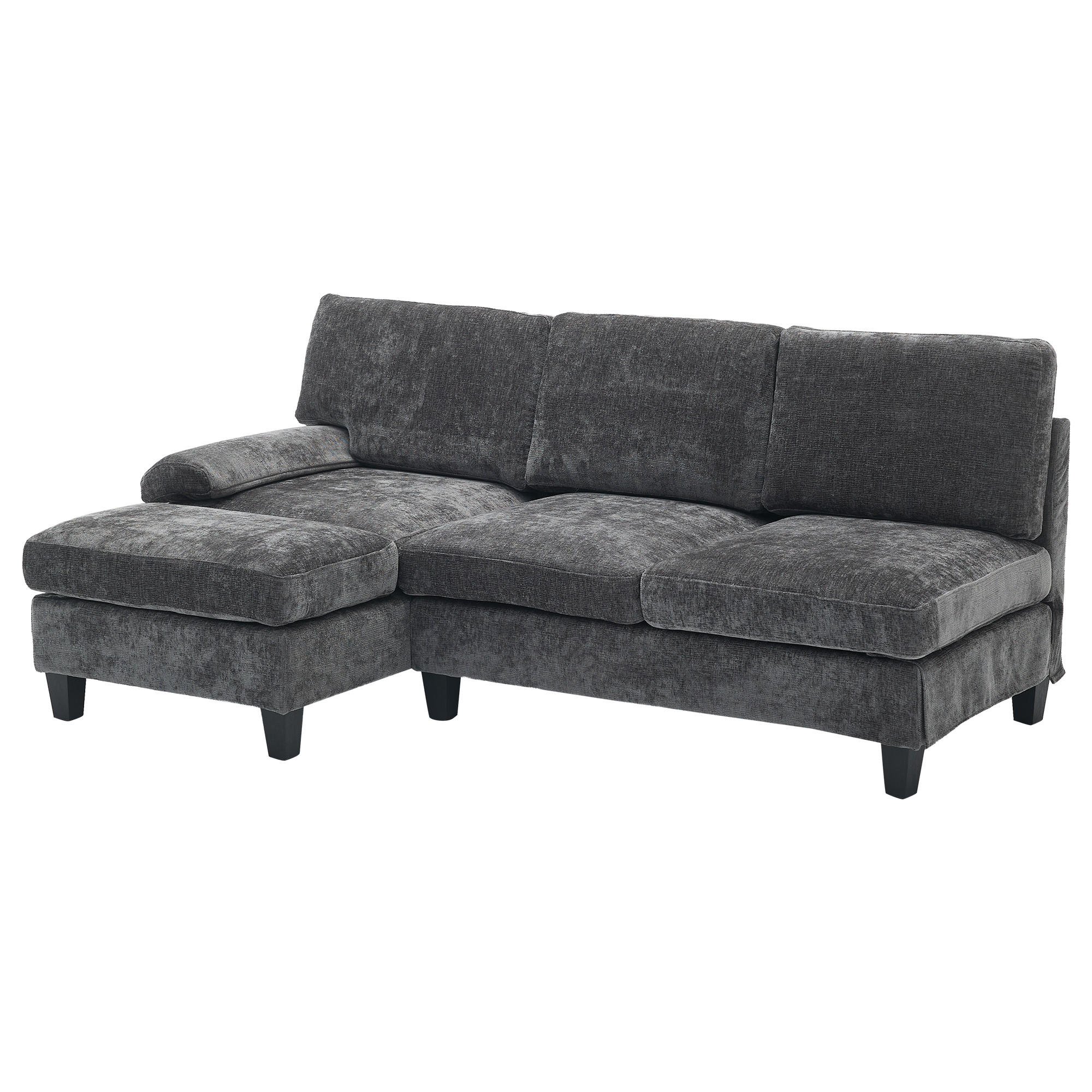 3-SITZER-ECKSOFA aus Stoff 194x118x81 cm mit Schlaffunktion, grau - Grau, Textil (118/81/194cm)