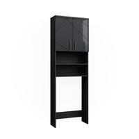 WASCHMASCHINENSCHRANK Irma Anthrazit 64 x 190.5 cm - Schwarz Hochglanz/Anthrazit, Holzwerkstoff (64/190.5/26cm) - Vicco