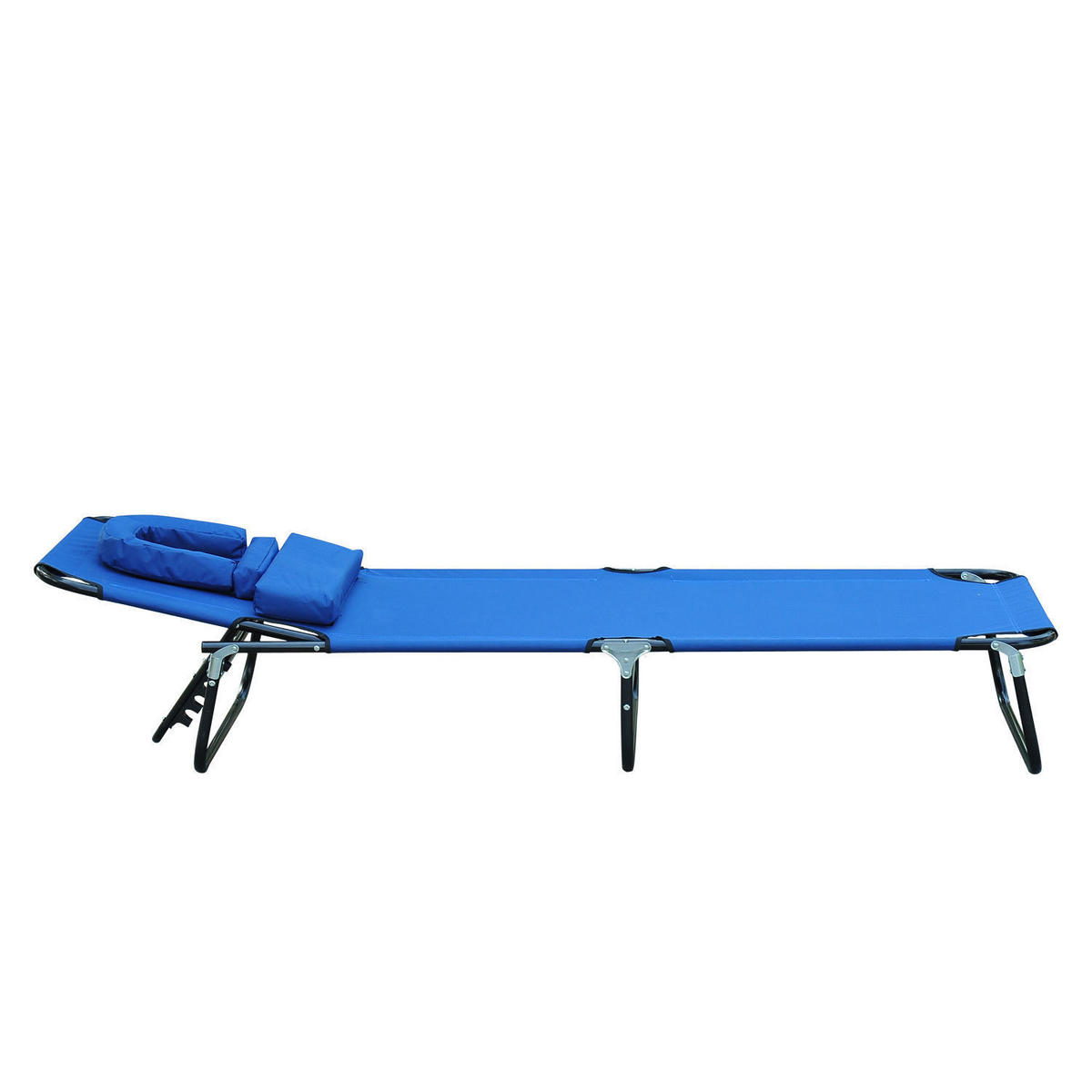 SONNENLIEGE DE-07645 klappbar, 4-fach verstellbar, mit Gesichtsloch Blau - Blau, Metall (56/28/190cm) - ComfortXL