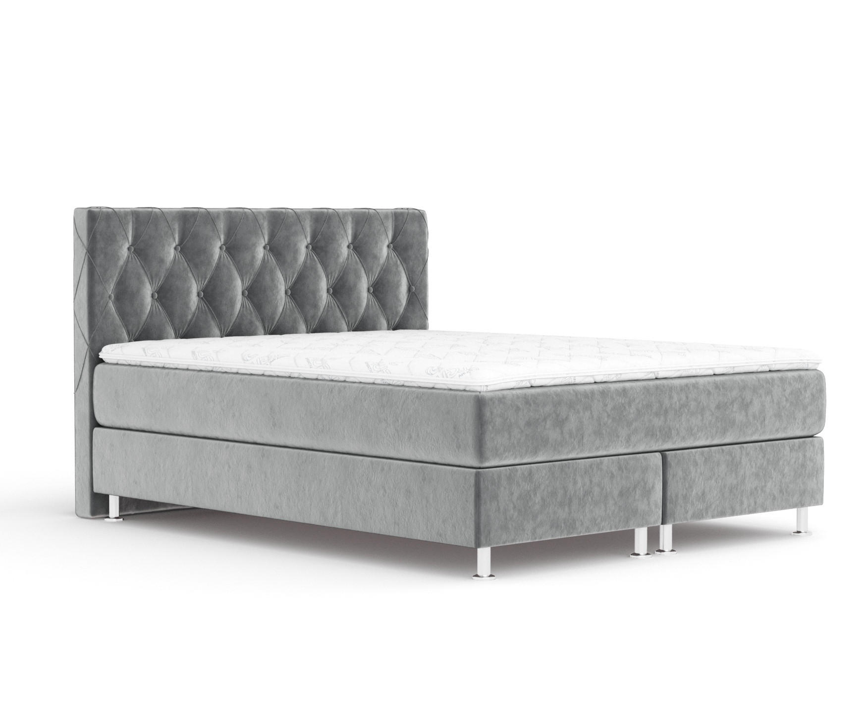 BOXSPRINGBETT Otus Grau 160/200 cm mit Latex-Topper - Silberfarben/Grau, Holz/Holzwerkstoff (160/200cm) - Maison de Reve