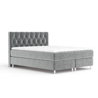 BOXSPRINGBETT Otus Grau 180/200 cm mit Latex-Topper - Silberfarben/Grau, Holz/Holzwerkstoff (180/200cm) - Maison de Reve