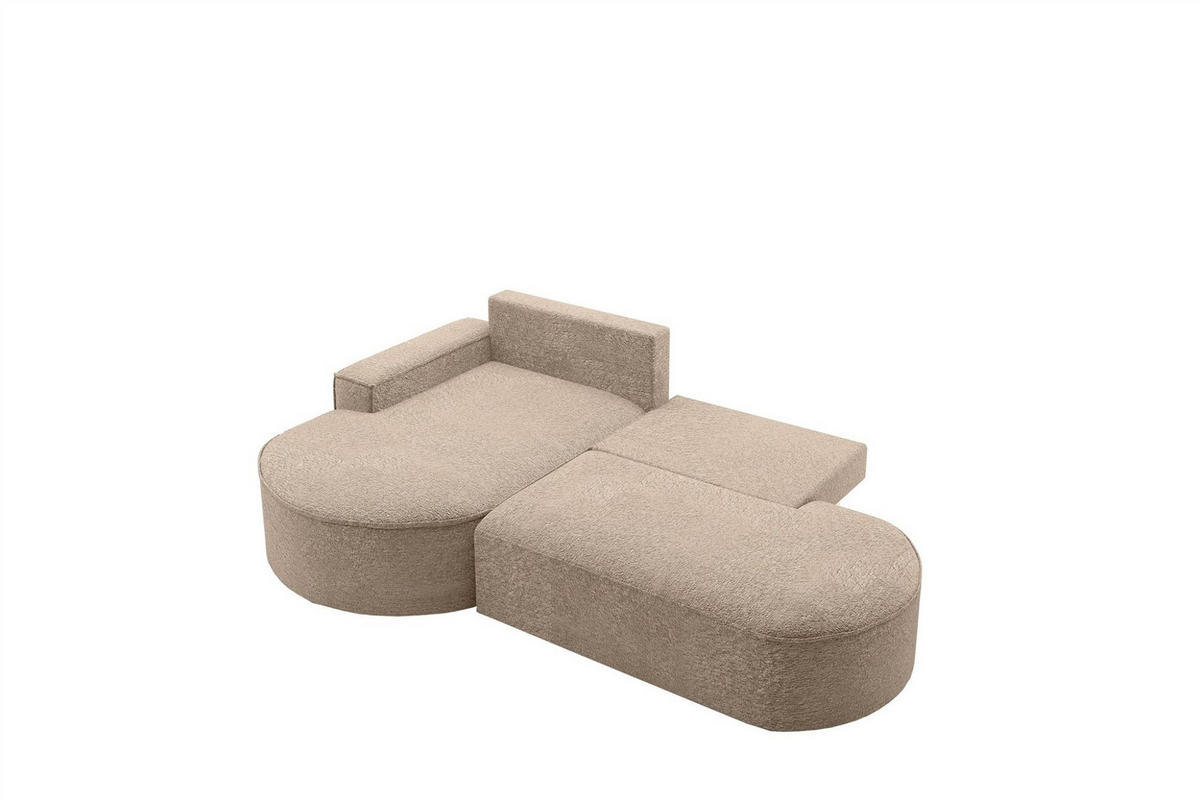 ECKSOFA Girona Mit Schlaffunktion - Greige, Holzwerkstoff/Textil (278/179cm) - Fun Möbel