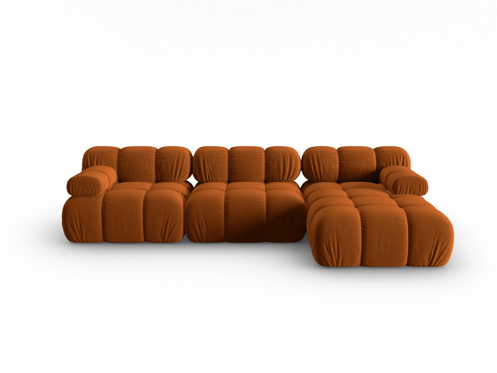 MODULARES-ECKSOFA rechts Bellis aus Samt terrakotta 4 Sitzplätze - Terra cotta, Textil (122/285cm) - Micadoni