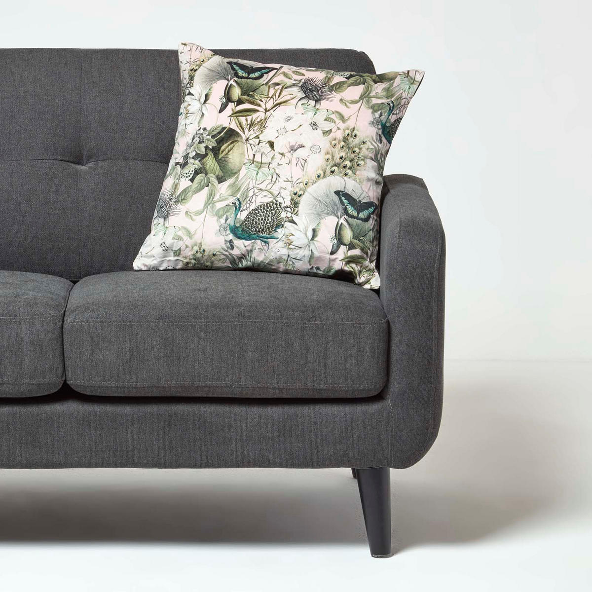 KISSENHÜLLE Butterfly Garden – Samt grau-rosa 46/46 cm - Rosa, Textil (46/46cm) - Homescapes