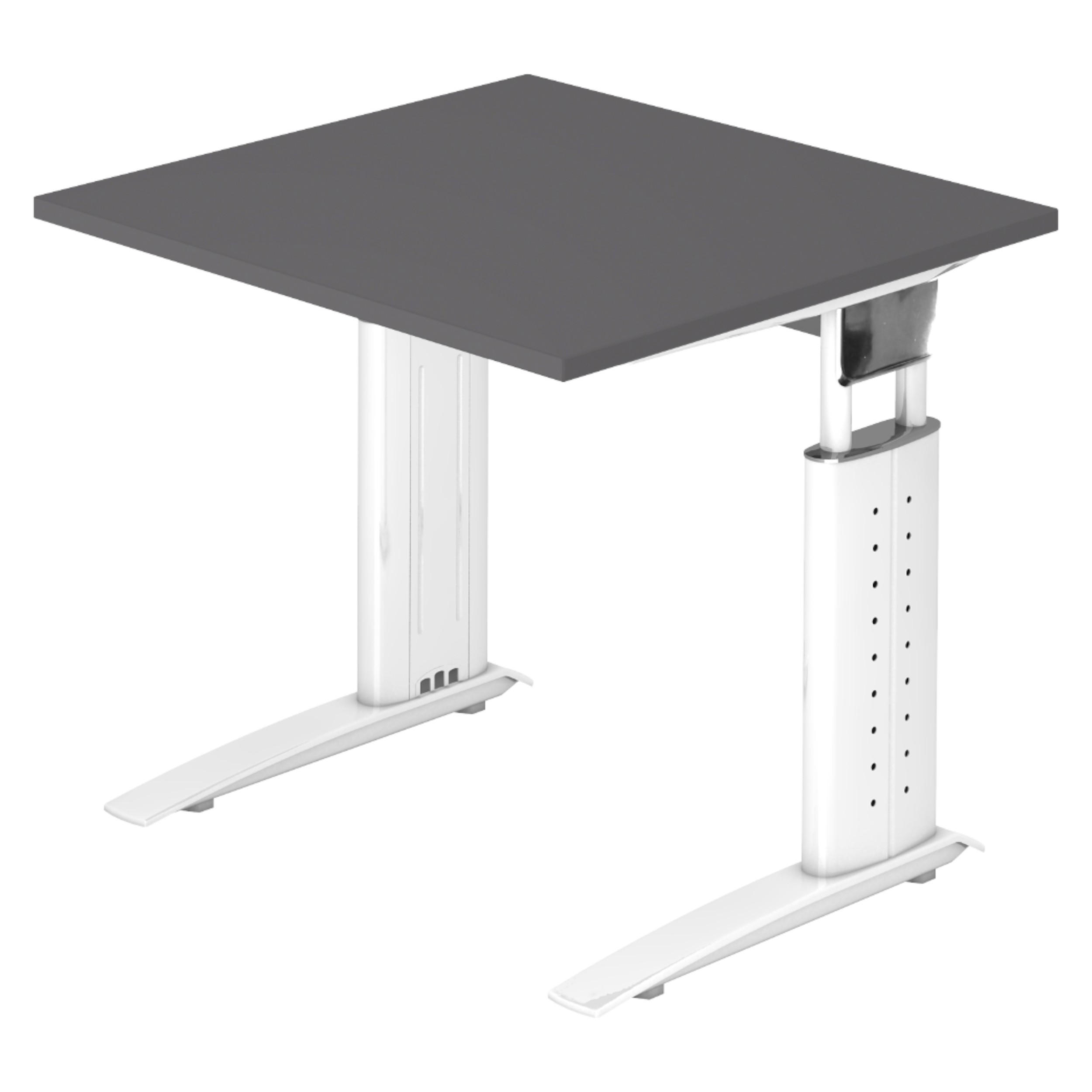 SCHREIBTISCH Serie-U 80/80/74 cm in Graphitfarben/Weiß - Graphitfarben/Weiß, Holzwerkstoff (80/80/74cm) - bümö