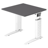 SCHREIBTISCH Serie-U 80/80/74 cm in Graphitfarben/Weiß - Graphitfarben/Weiß, Holzwerkstoff (80/80/74cm) - bümö