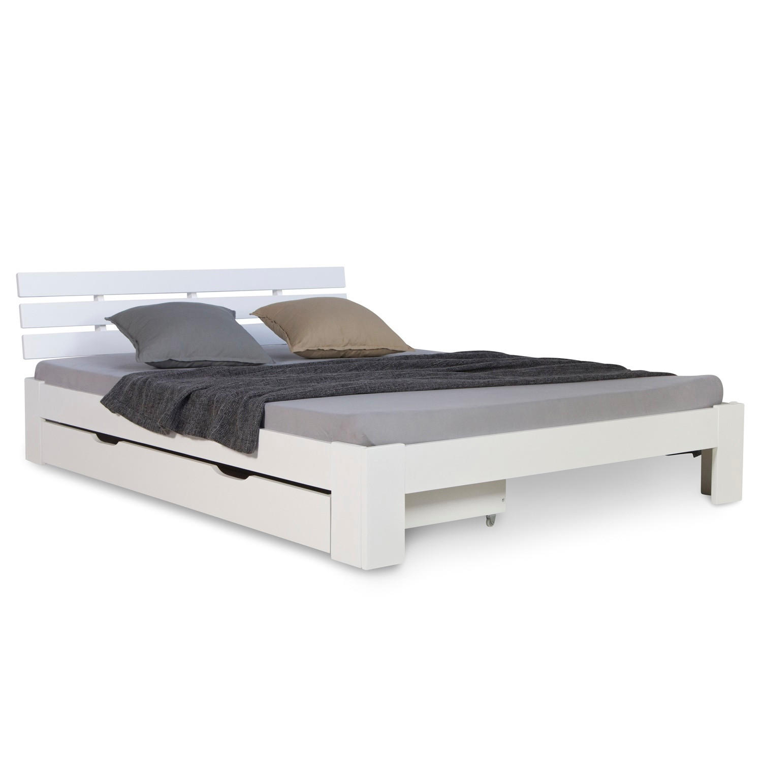 HOLZBETT mit Stauraum 140/200 cm weiß - Weiß, Holz (140/200cm) - Homestyle4u