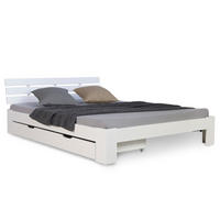 HOLZBETT mit Stauraum 140/200 cm weiß - Weiß, Holz (140/200cm) - Homestyle4u