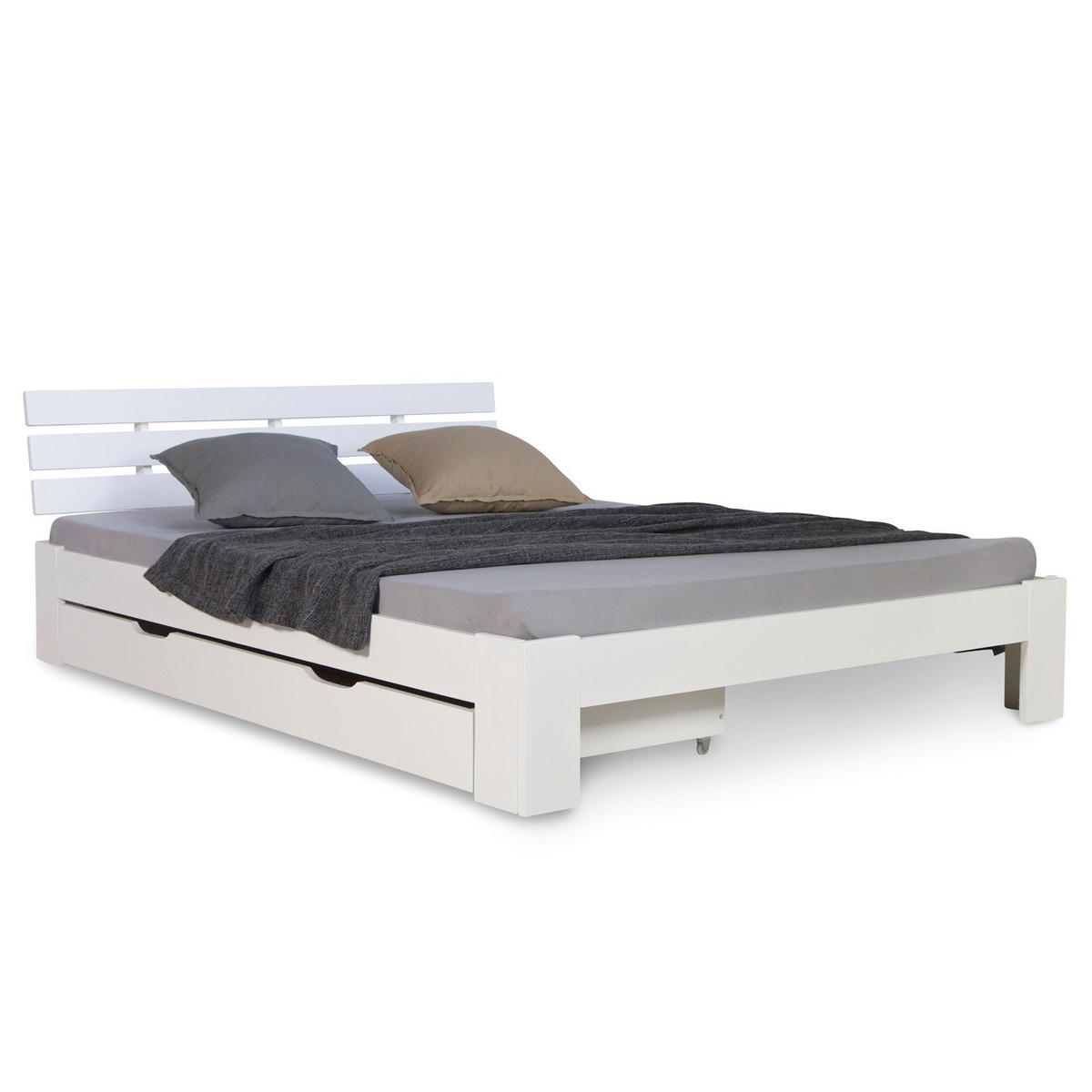HOLZBETT mit Stauraum 140/200 cm weiß - Weiß, Holz (140/200cm) - Homestyle4u