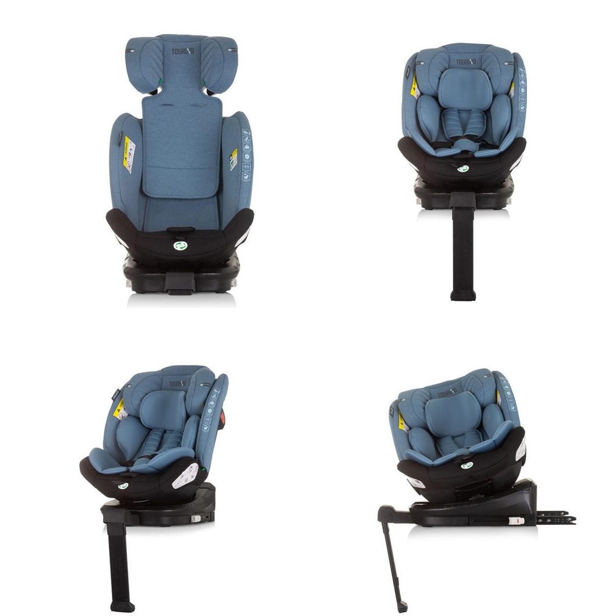 KINDERSITZ Tourino i-Size (40-150cm) blau Isofix, höhenverstellbar, Stützbein, drehbar - Blau, Kunststoff (46/78/49cm) - Chipolino