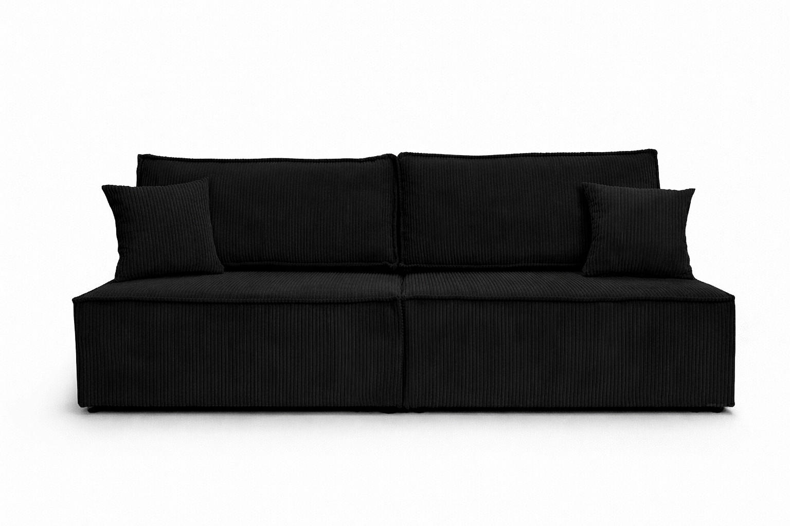 SOFA Mit Schlaffunktion Und Bettkasten, Cordstoff Poso, Schwarz, BEST MINI - Schwarz, Holz (200/83/98cm) - Kaiser Möbel